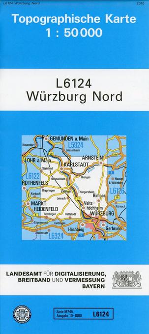 Topographische Karte Bayern Würzburg Nord