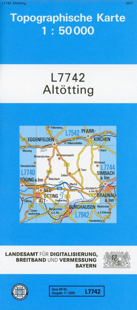 Topographische Karte Bayern Altötting