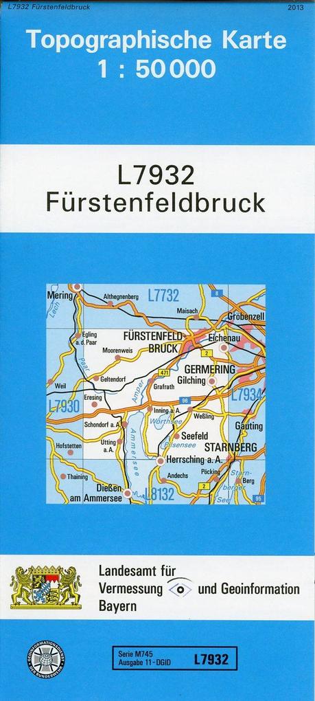 Topographische Karte Bayern Fürstenfeldbruck