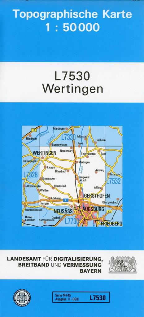 Topographische Karte Bayern Wertingen