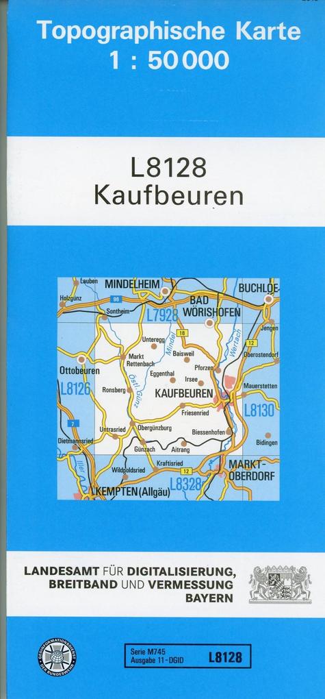 Topographische Karte Bayern Kaufbeuren