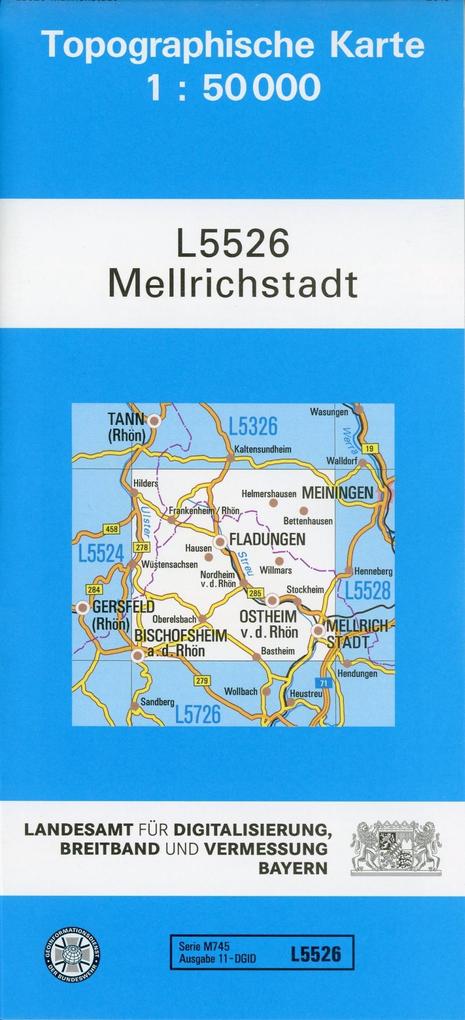 Topographische Karte Bayern Mellrichstadt