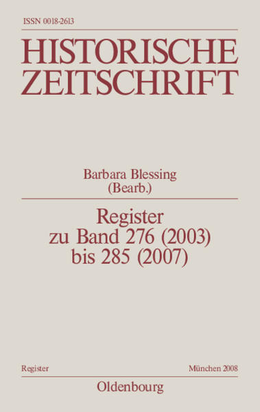 Register zu Band 276 (2003) bis 285 (2007) - Barbara Blessing