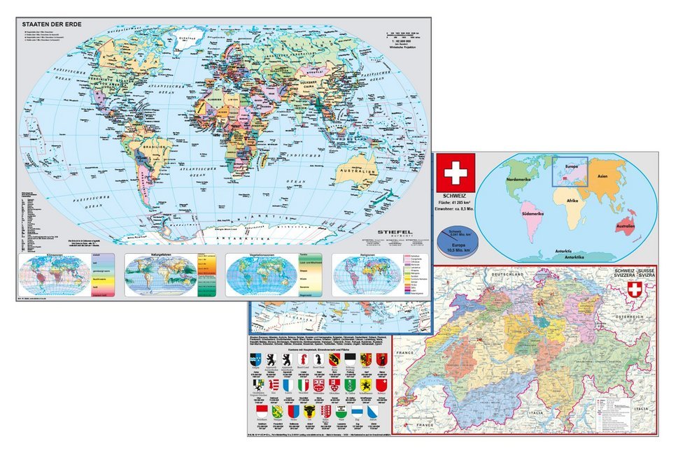Stiefel Schweiz und Europa in der Welt. Stiefel Staaten der Erde DUO-Schreibunterlage
