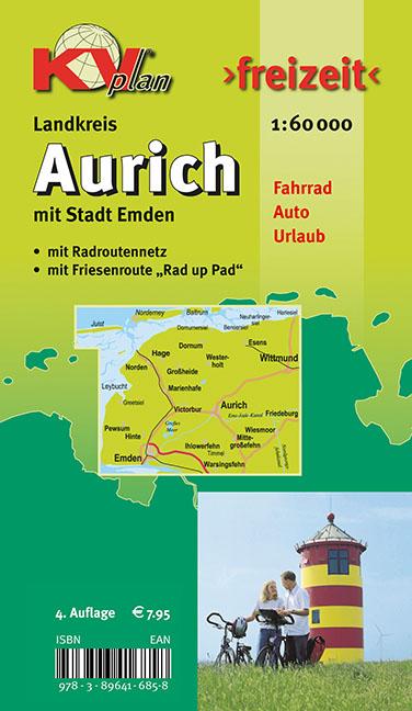 Aurich Landkreis KVplan Radkarte/Freizeitkarte 1:60.000