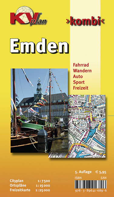 Emden KVplan Radkarte/Freizeitkarte/Stadtplan 1:30.000 / 1:15.000