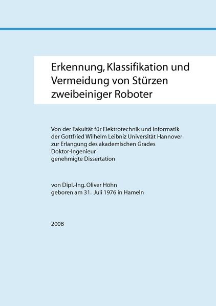 Erkennung Klassifikation und Vermeidung von Stürzen zweibeiniger Roboter
