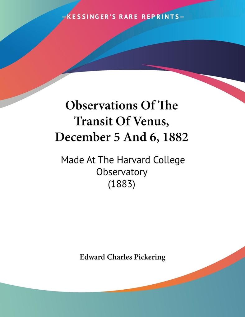 Observations Of The Transit Of Venus December 5 And 6 1882