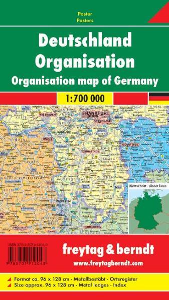 Freytag & Berndt Poster Deutschland Organisation mit Metallstäben. Organisation map of Germany