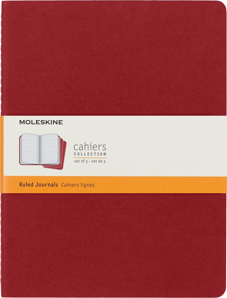 Moleskine Cahier Pocket Ruled Red Cover XL. 3er Pack
