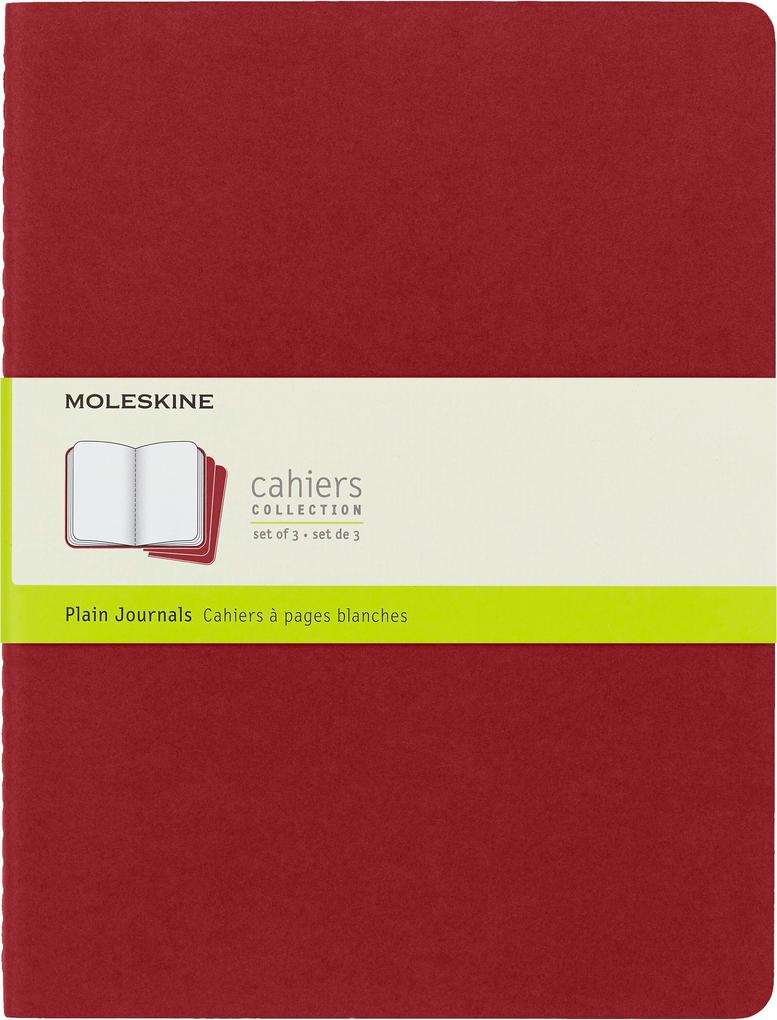 Moleskine Cahier Pocket Plain Red Cover XL. 3er Pack