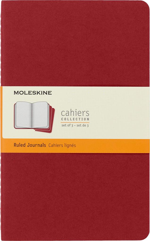 Moleskine Cahiers Ruled Large Notebook, Pack of 3, Legendary Design, Red