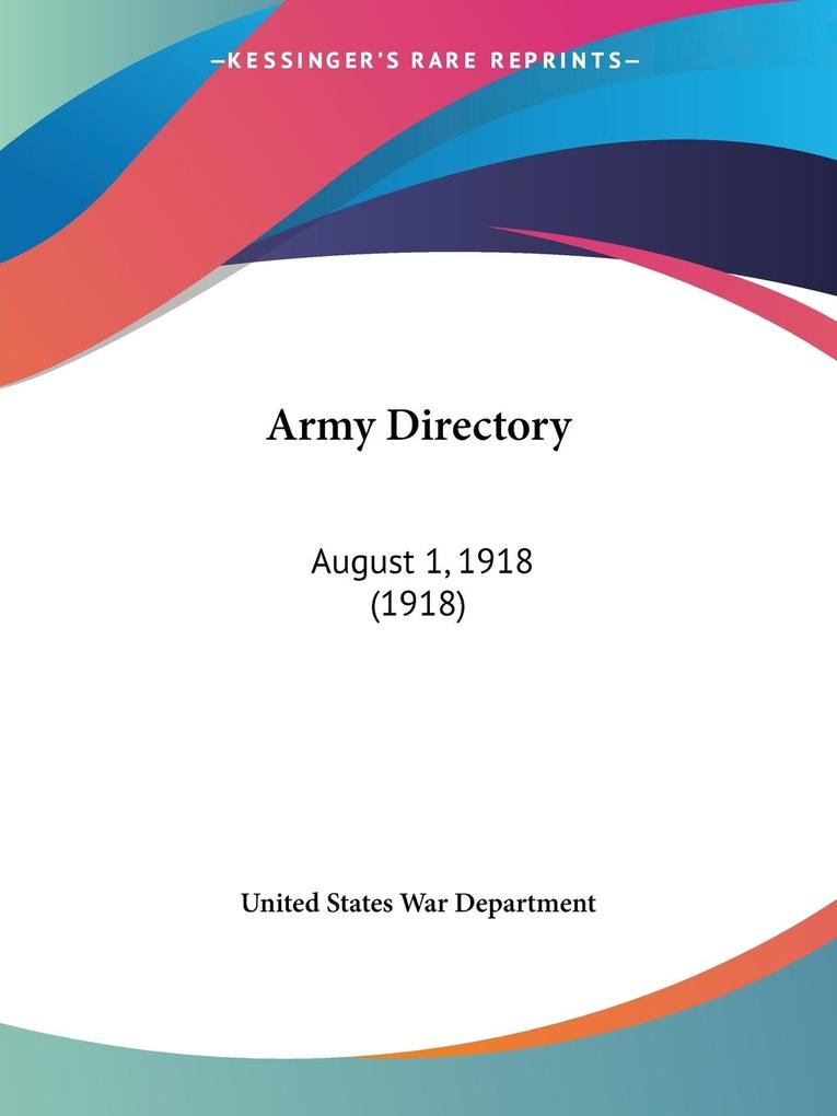 Army Directory - United States War Department
