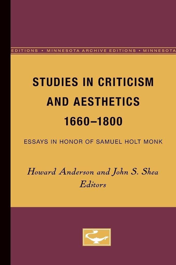 Studies in Criticism and Aesthetics 1660-1800