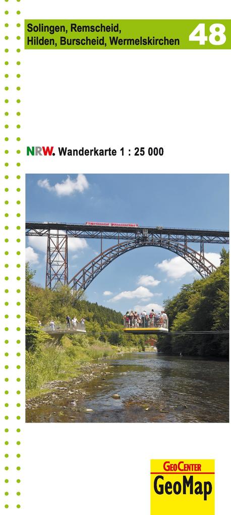 NRW Wanderkarte 48 Solingen Remscheid Hilden Burscheid Wermelskirchen 1 : 25 000
