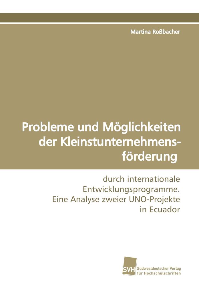 Probleme und Möglichkeiten der Kleinstunternehmensförderung
