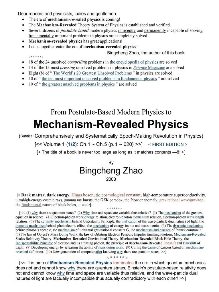 From Postulate-Based Modern Physics to Mechanism-Revealed Physics Vol.1 (1/2)