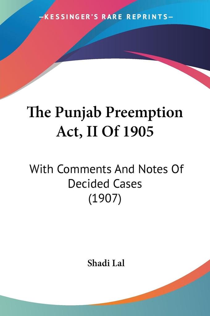 The Punjab Preemption Act II Of 1905
