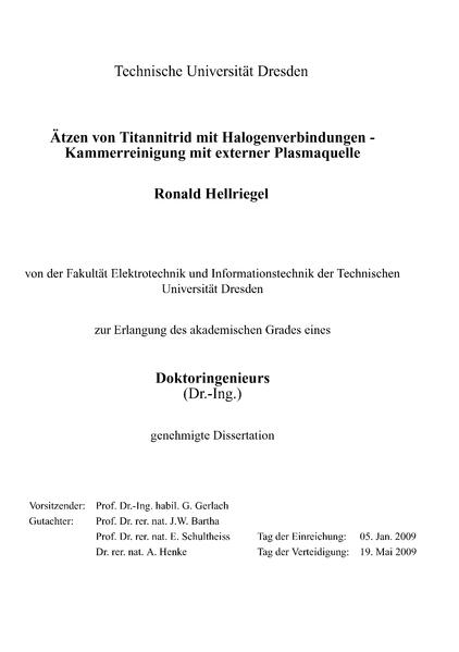 Ätzen von Titannitrid mit Halogenverbindungen