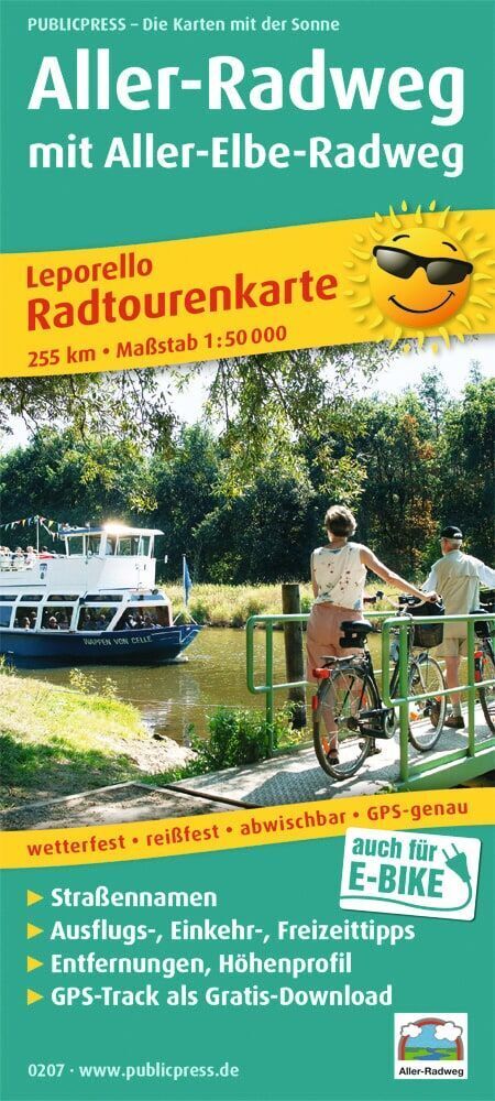Radwanderkarte Aller-Radweg mit Aller-Elbe-Radweg 1 : 50 000