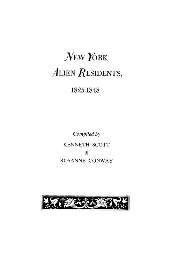 New York Alien Residents 1825-1848