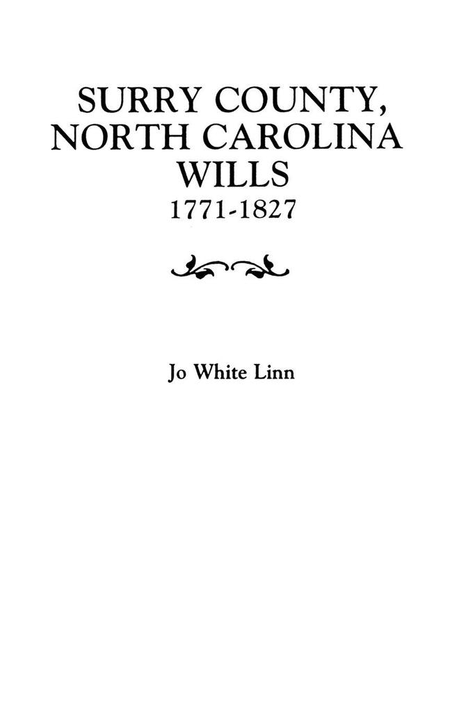 Surry County North Carolina Wills 1771-1827
