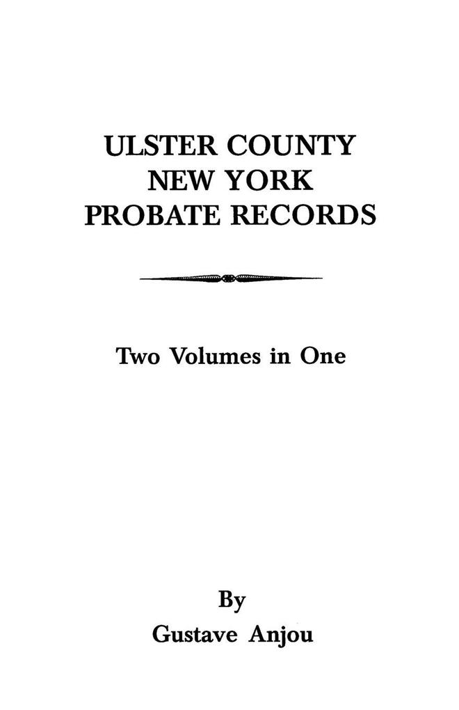 Ulster County New York Probate Records