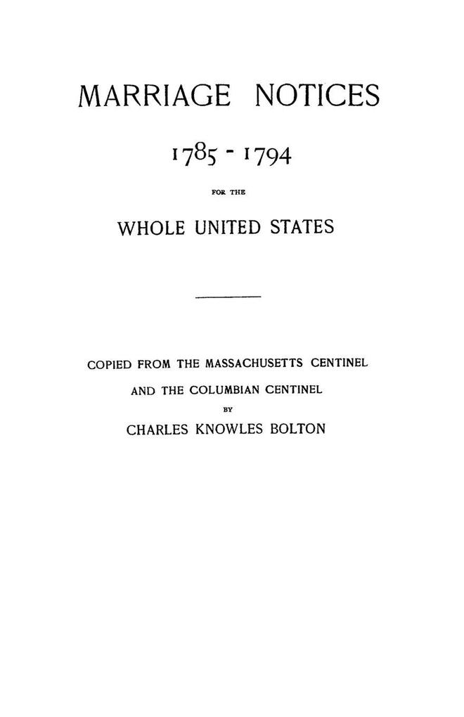 Marriage Notices 1785-1794