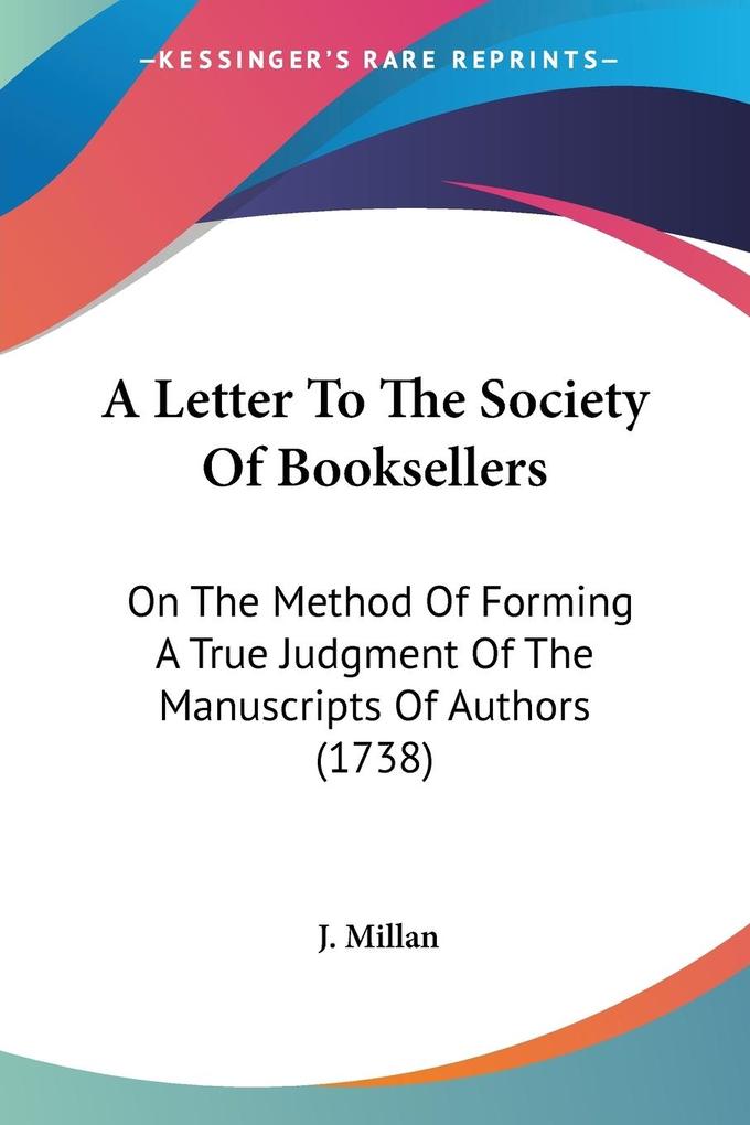 A Letter To The Society Of Booksellers