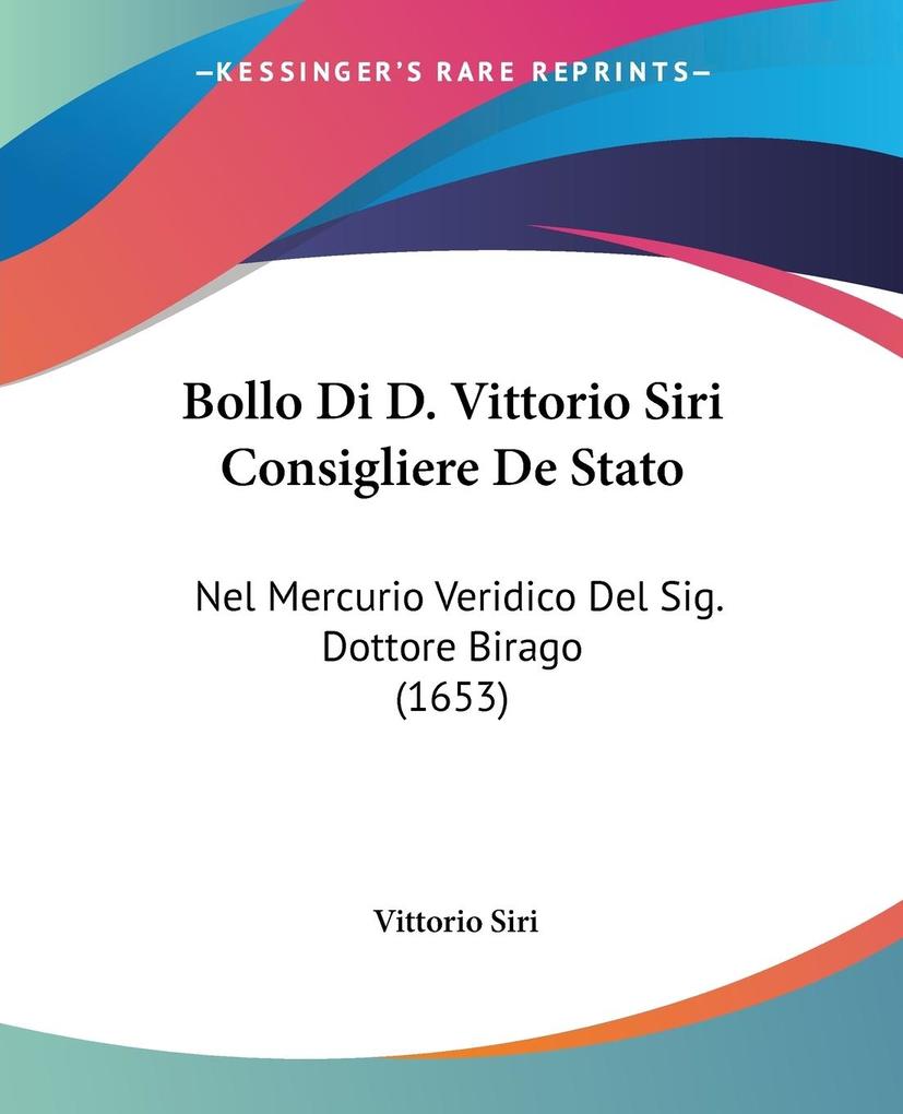 Bollo Di D. Vittorio Siri Consigliere De Stato - Vittorio Siri