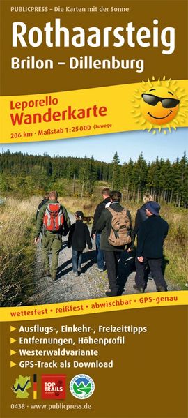 Publicpress Wanderkarte Rothaarsteig Brilon - Dillenburg 1 , 25 000