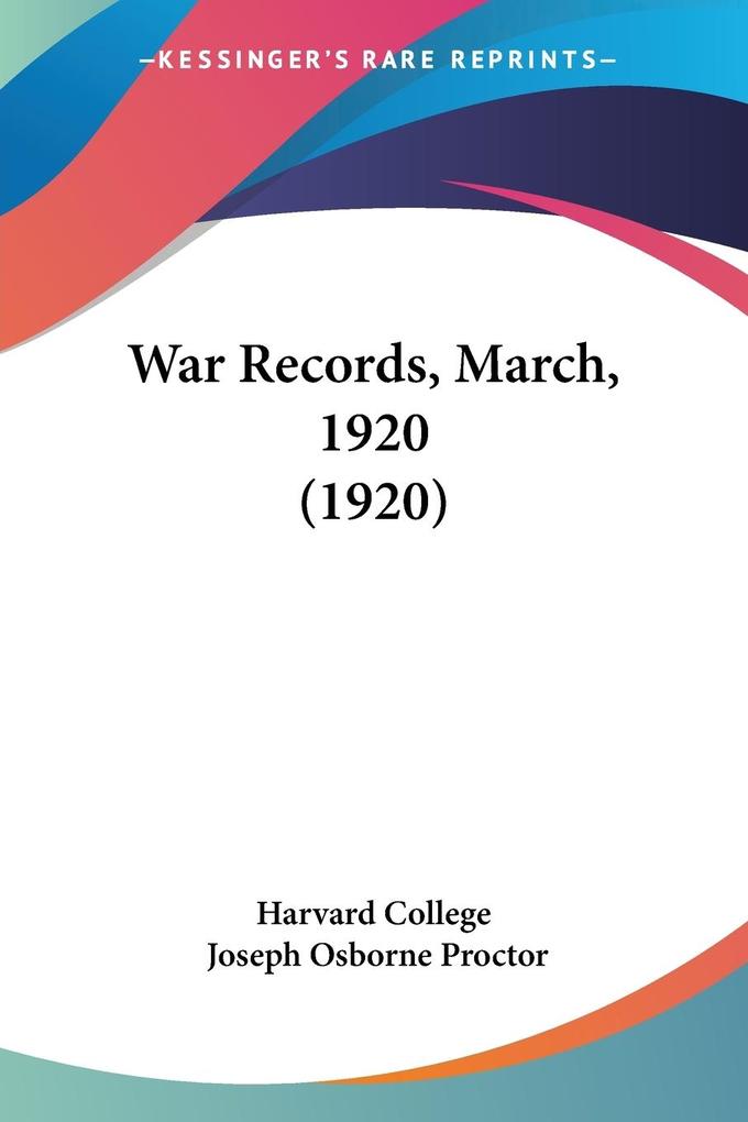 War Records March 1920 (1920)