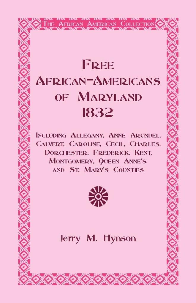 Free African-Americans Maryland 1832