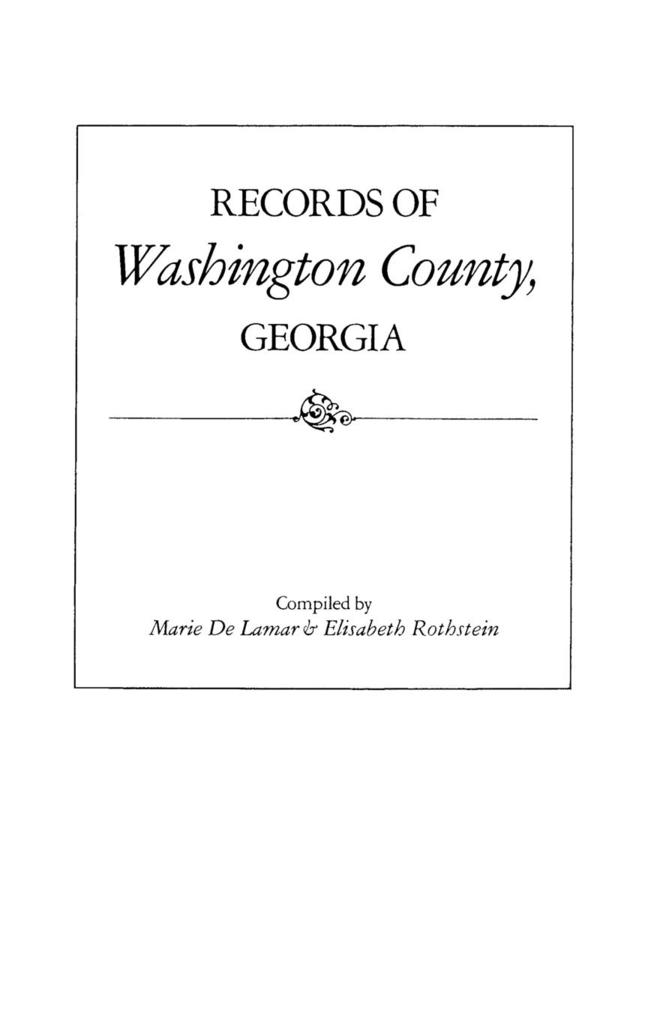 Records of Washington County Georgia