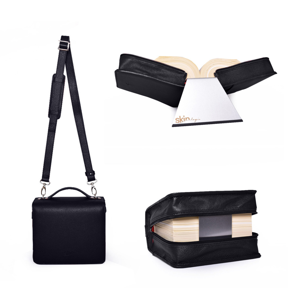 SartoriusSKIN Tasche PURO 2.0 aus Nappaleder in Gr. L in Onyx-Schwarz mit ergonomischem Tragegurt & Buchstütze
