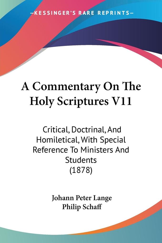 A Commentary On The Holy Scriptures V11 - Johann Peter Lange