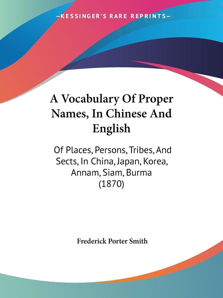 A Vocabulary Of Proper Names In Chinese And English