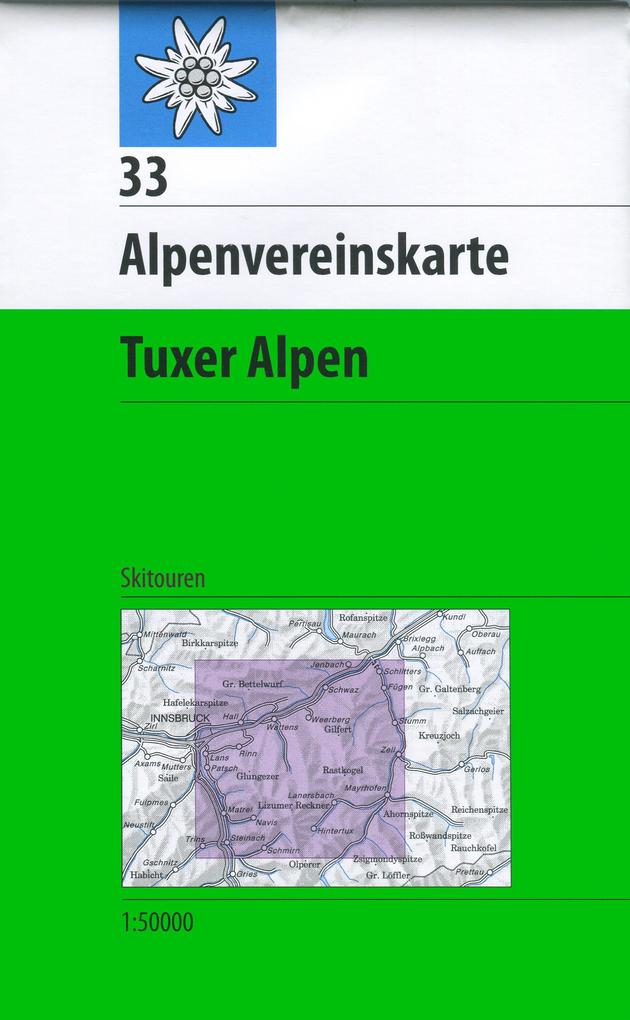 DAV Alpenvereinskarte 33 Tuxer Alpen 1 : 50 000 Skirouten