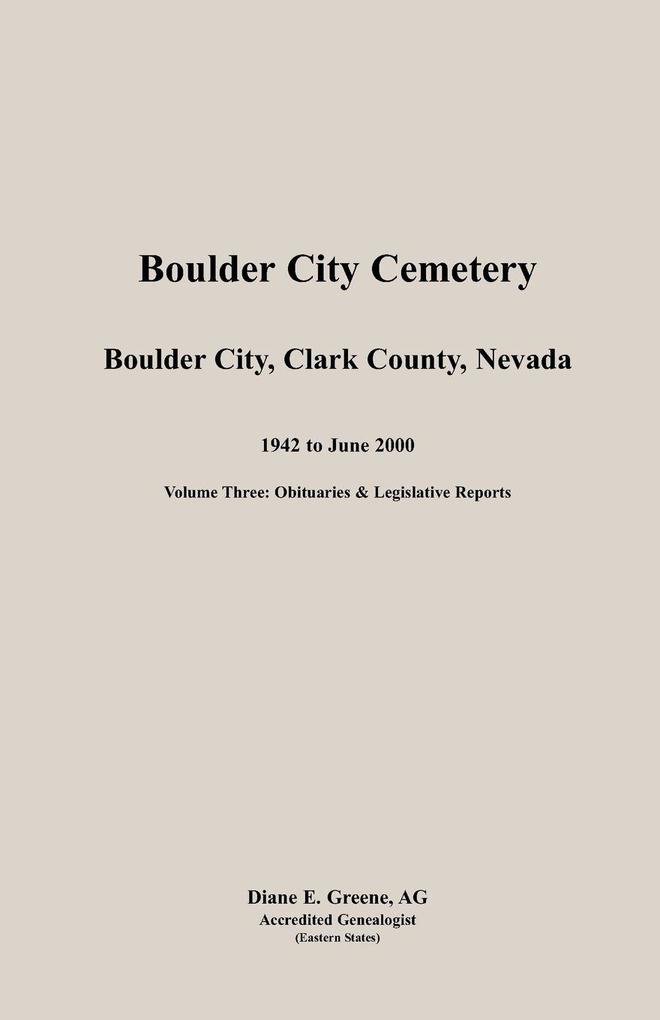 Boulder City Cemetery Volume 3