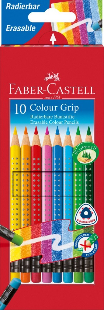 FABER-CASTELL Dreikant-Buntstifte Colour GRIP, 10er Etui