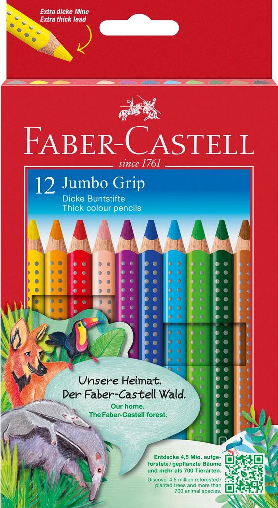 Faber-Castell Jumbo GRIP - Farvet blyant - 3.8 mm - pakke med 12 - Image 14
