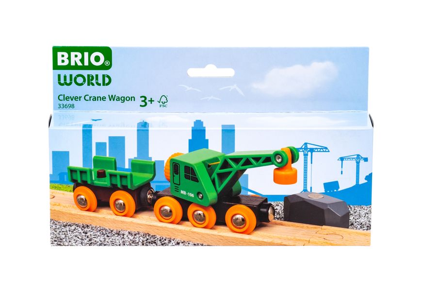 BRIO - Grüner Kranwagen mit Anhänger und Fracht