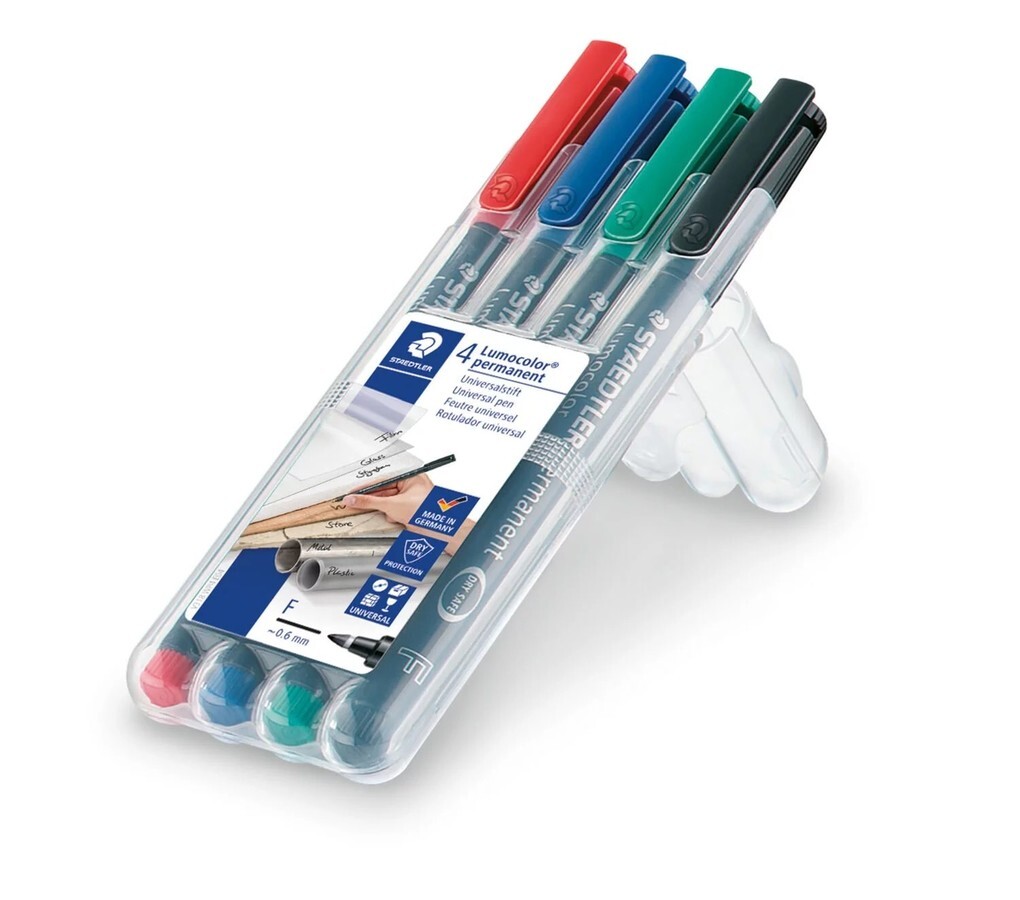 STAEDTLER Universalstift Lumocolor® permanent F 4er Set farbig