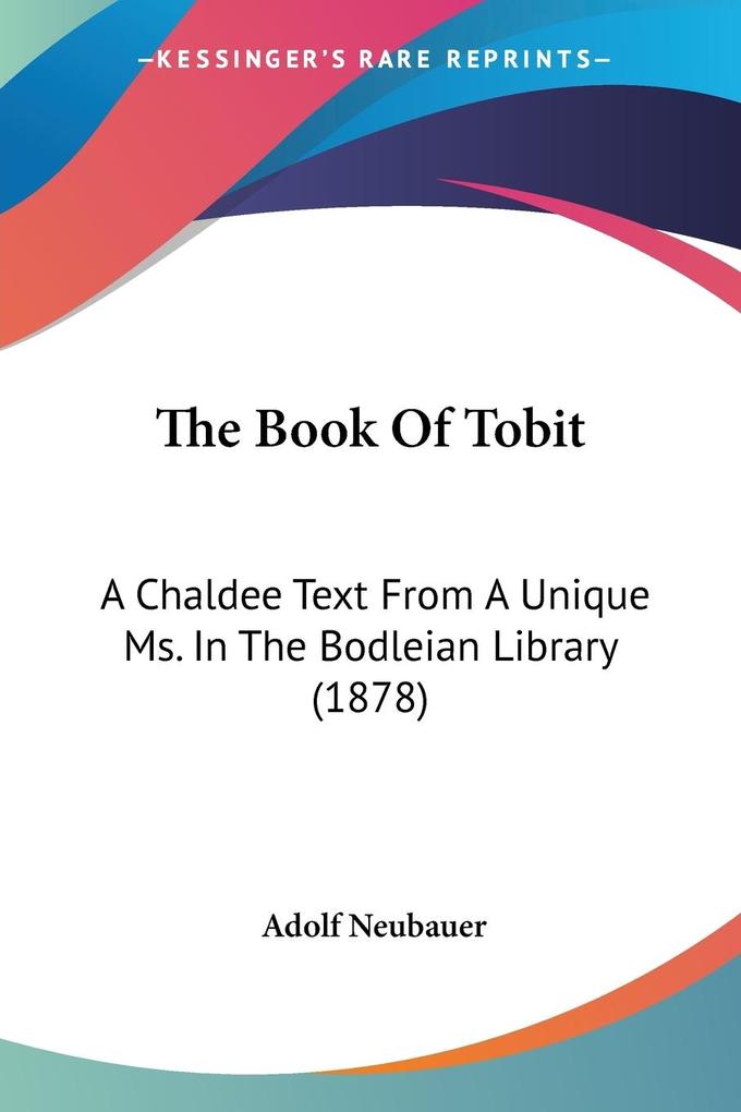 The Book Of Tobit - Adolf Neubauer