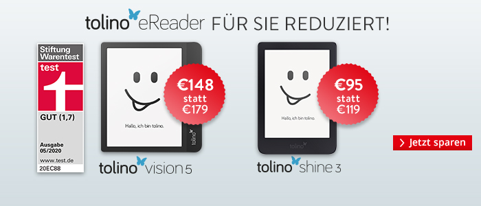 Jetzt sparen auf die Top eReader tolino shine 3, tolino vision 5 und tolino epos 2