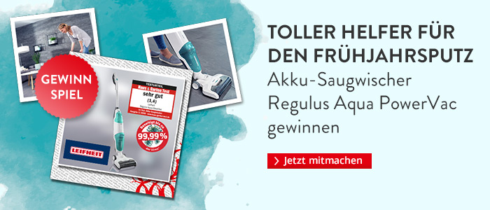 Gewinnen Sie einen von 4 Akku-Saugwischern Regulus Acqua PowerVac von Leifheit